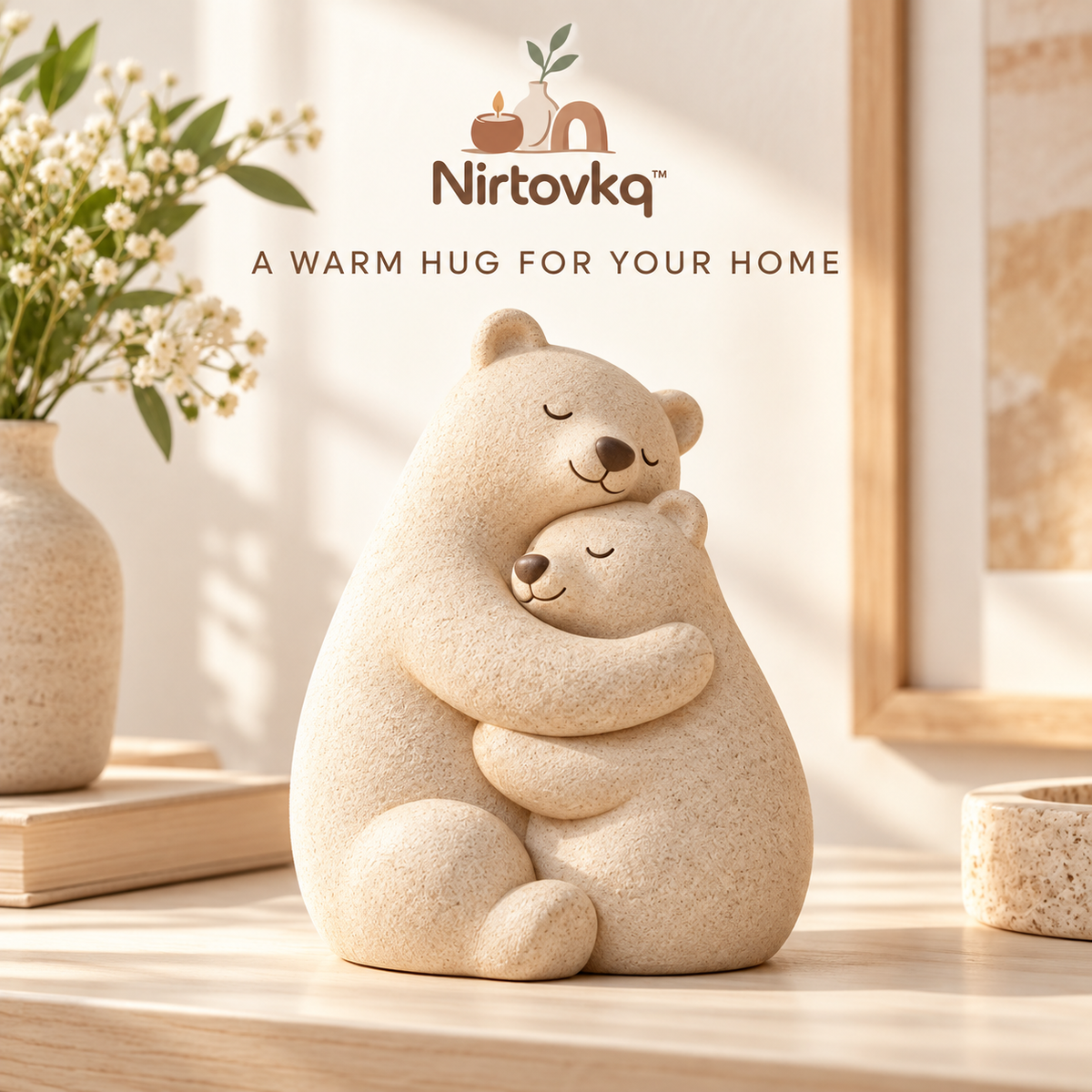 Nirtovkq™ Hugging Bears Sculpture – Cute Couple Figurine, Friendship Statue and Shelf Decor