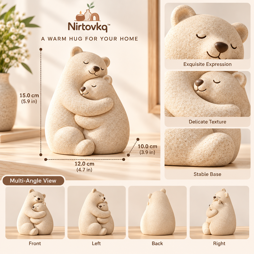 Nirtovkq™ Hugging Bears Sculpture – Cute Couple Figurine, Friendship Statue and Shelf Decor