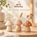 Nirtovkq™ Mushroom Bud Vase Set of 3 – Mini Ceramic Vases, Cottagecore Table and Shelf Decor